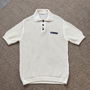 Zara Cream Knit Polo Shirt